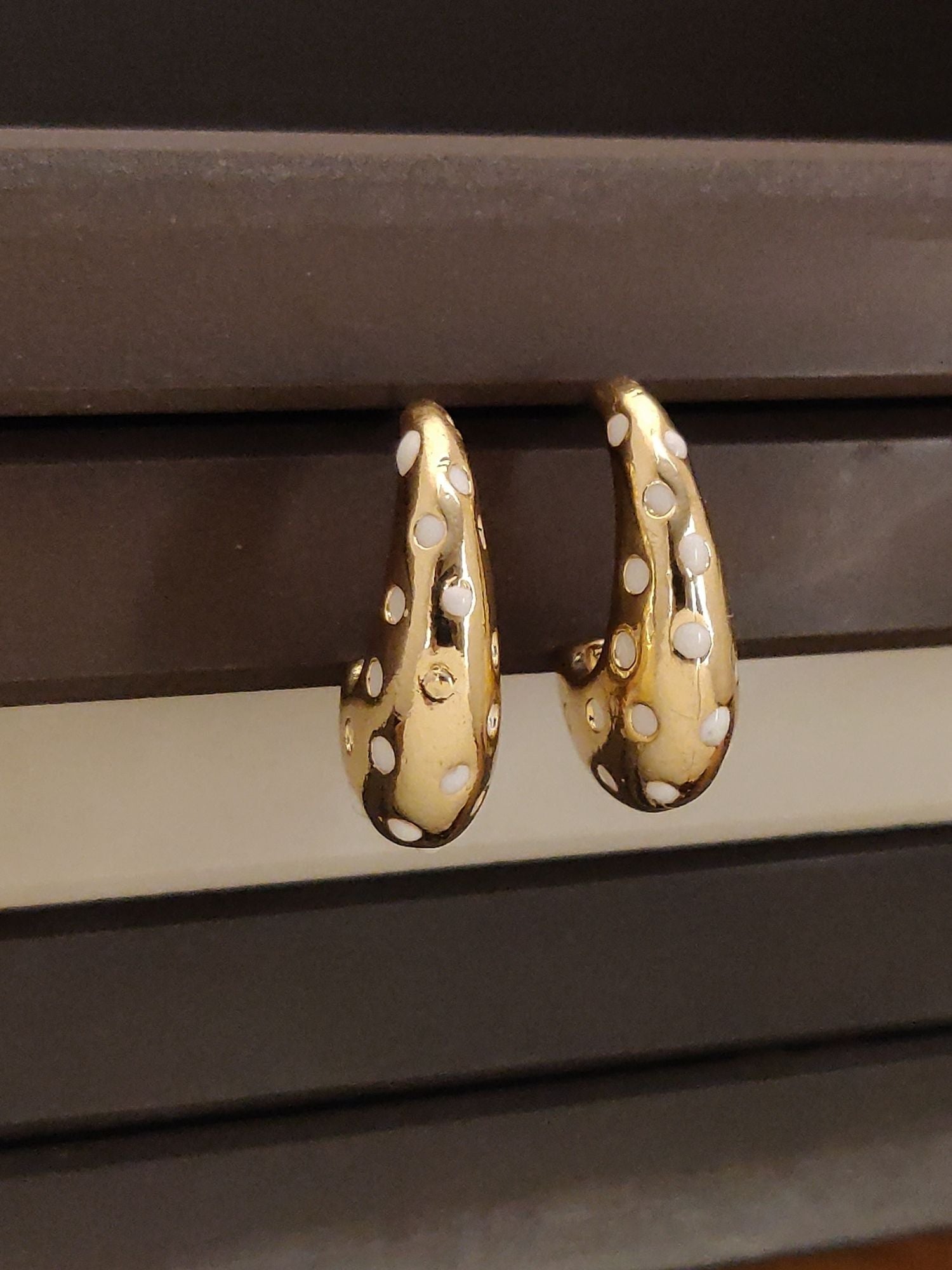 Elegant Gold Plated Stones Studded TearDrop Earring with unique design and shiny finish