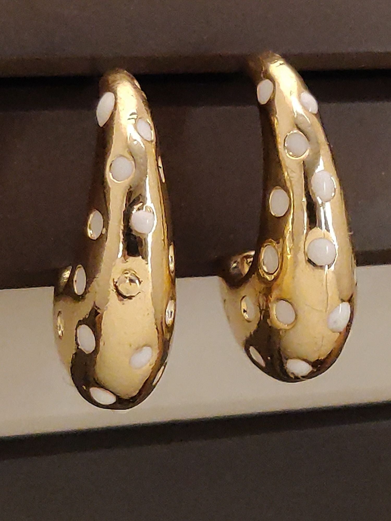 Gold Plated Stones Studded TearDrop Earring featuring a unique dotted design for elegant styling