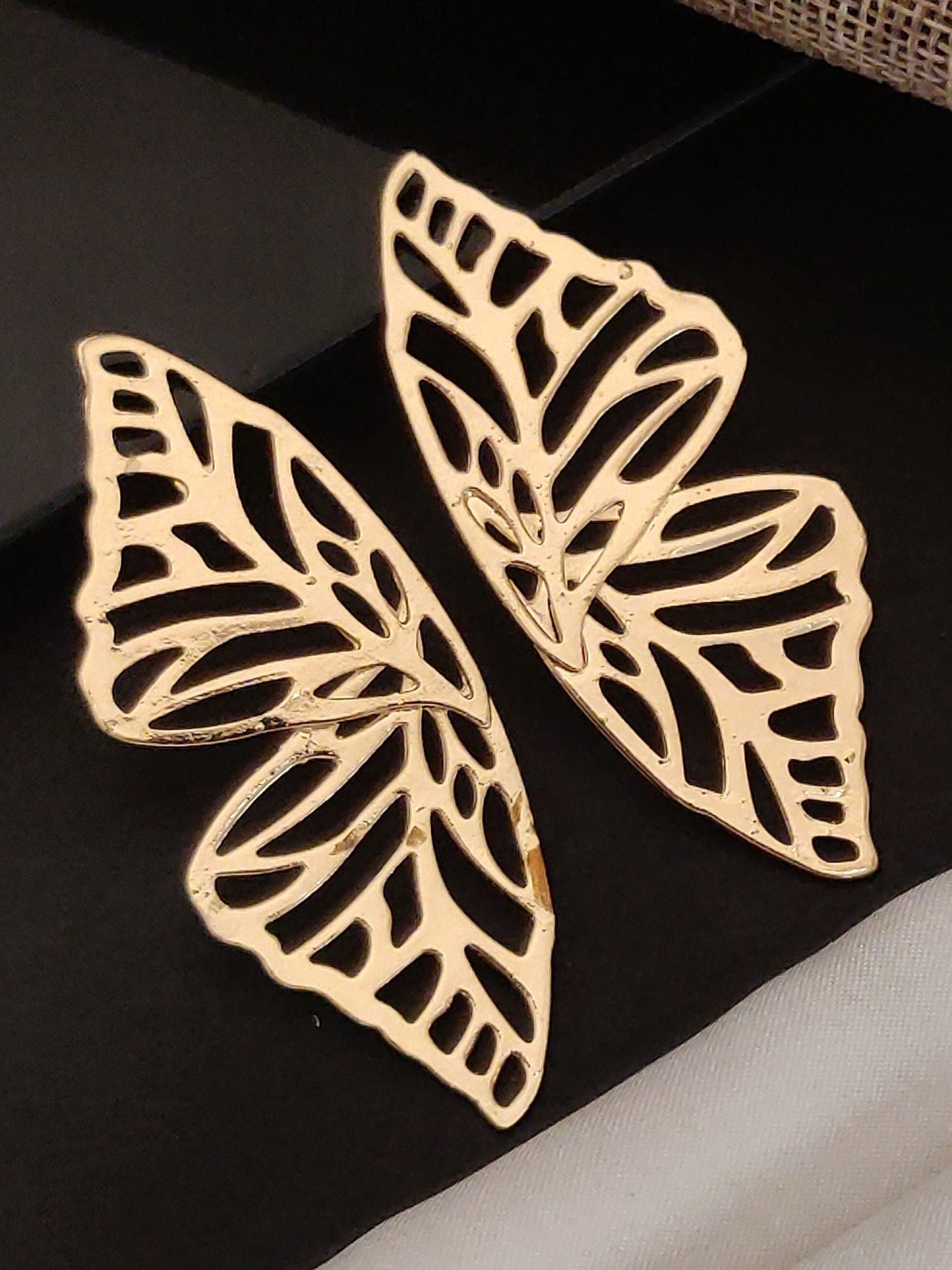 Gold Plated Western Butterfly Earring with Intricate Cutout Design for Stylish Looks