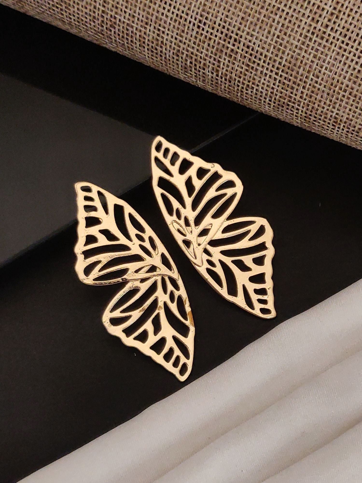 Gold Plated Western Butterfly Earrings with Elegant Design for Fashionable Outfits