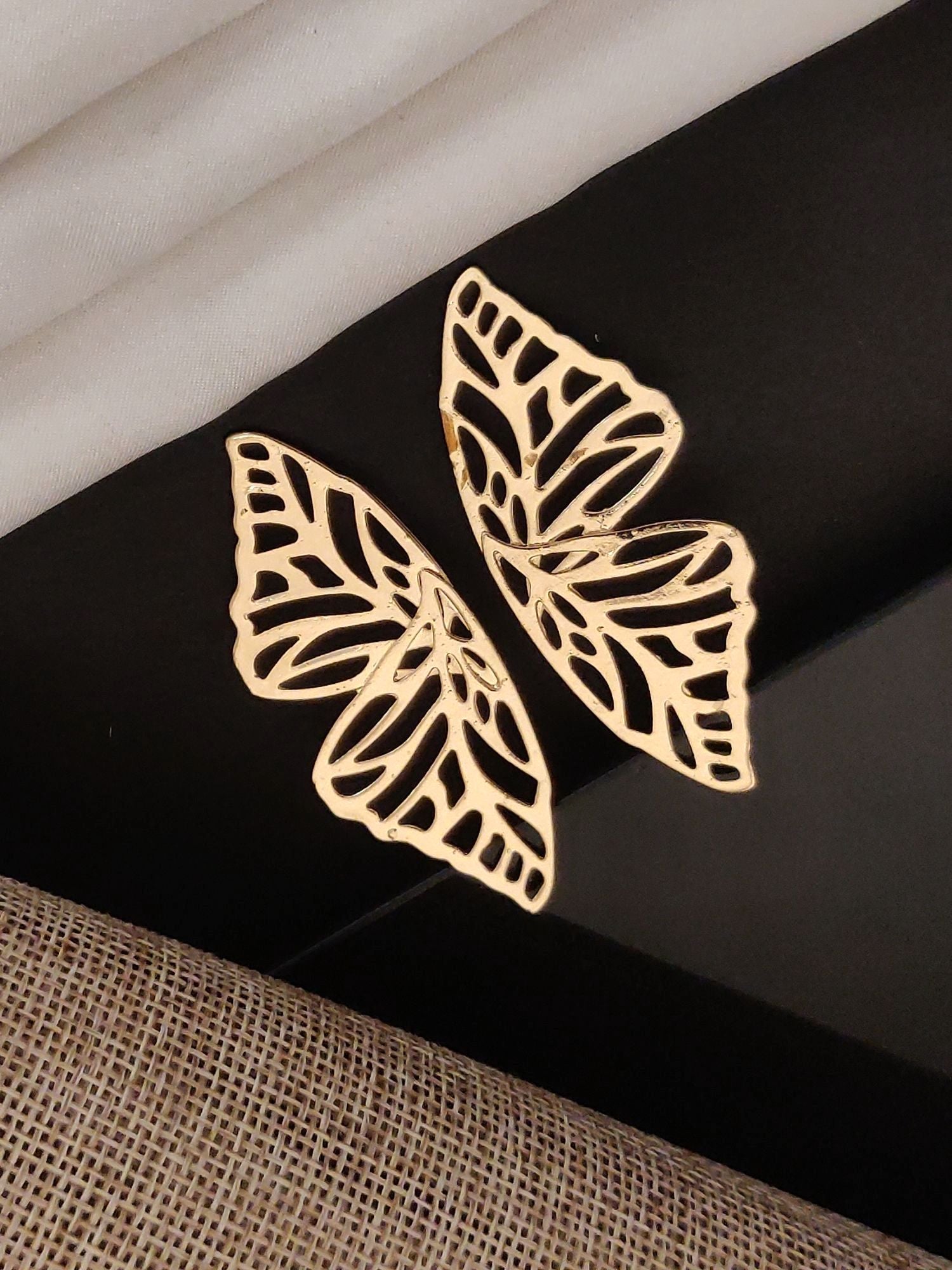 Gold Plated Western Butterfly Earring with intricate cut-out design for a stylish look