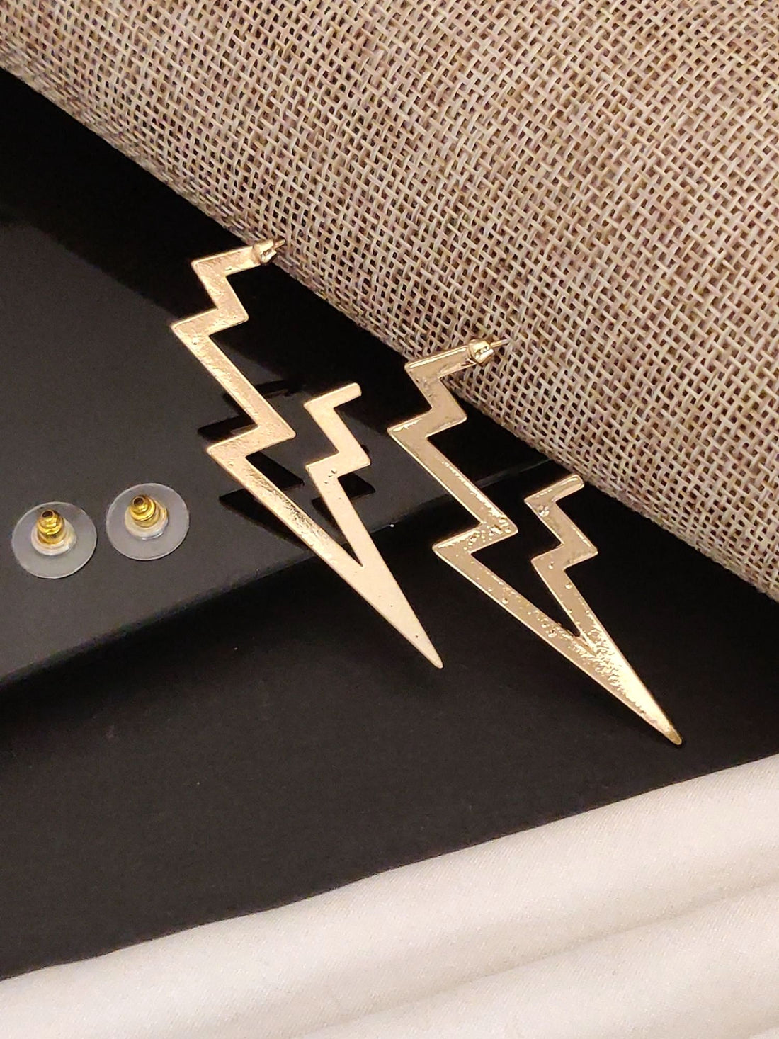 Gold Plated Western Dangle Earring in Lightning Bolt Design for a Trendy Look