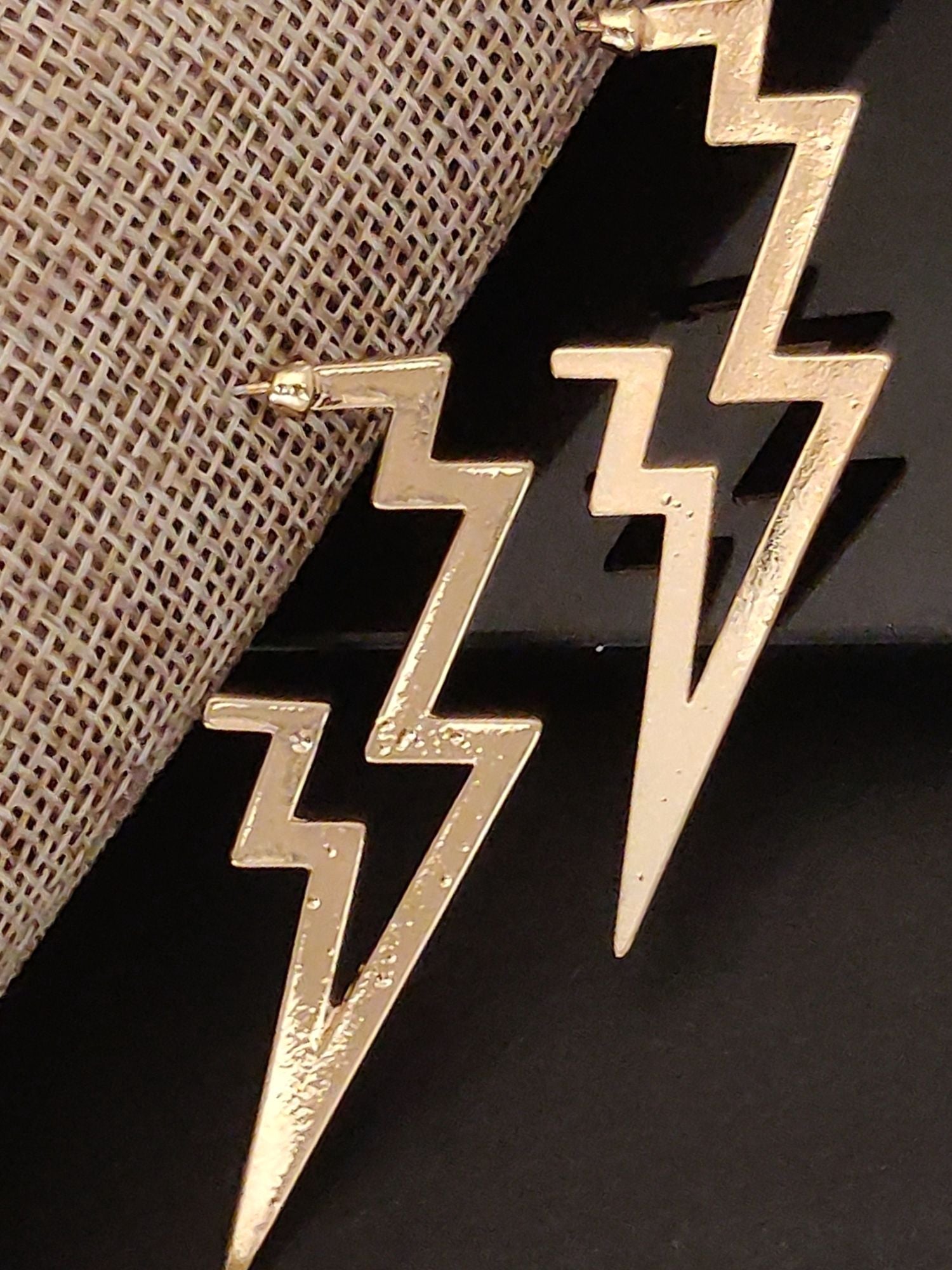 Gold Plated Western Dangle Earring in Lightning Bolt Design for Trendy Fashion Lovers