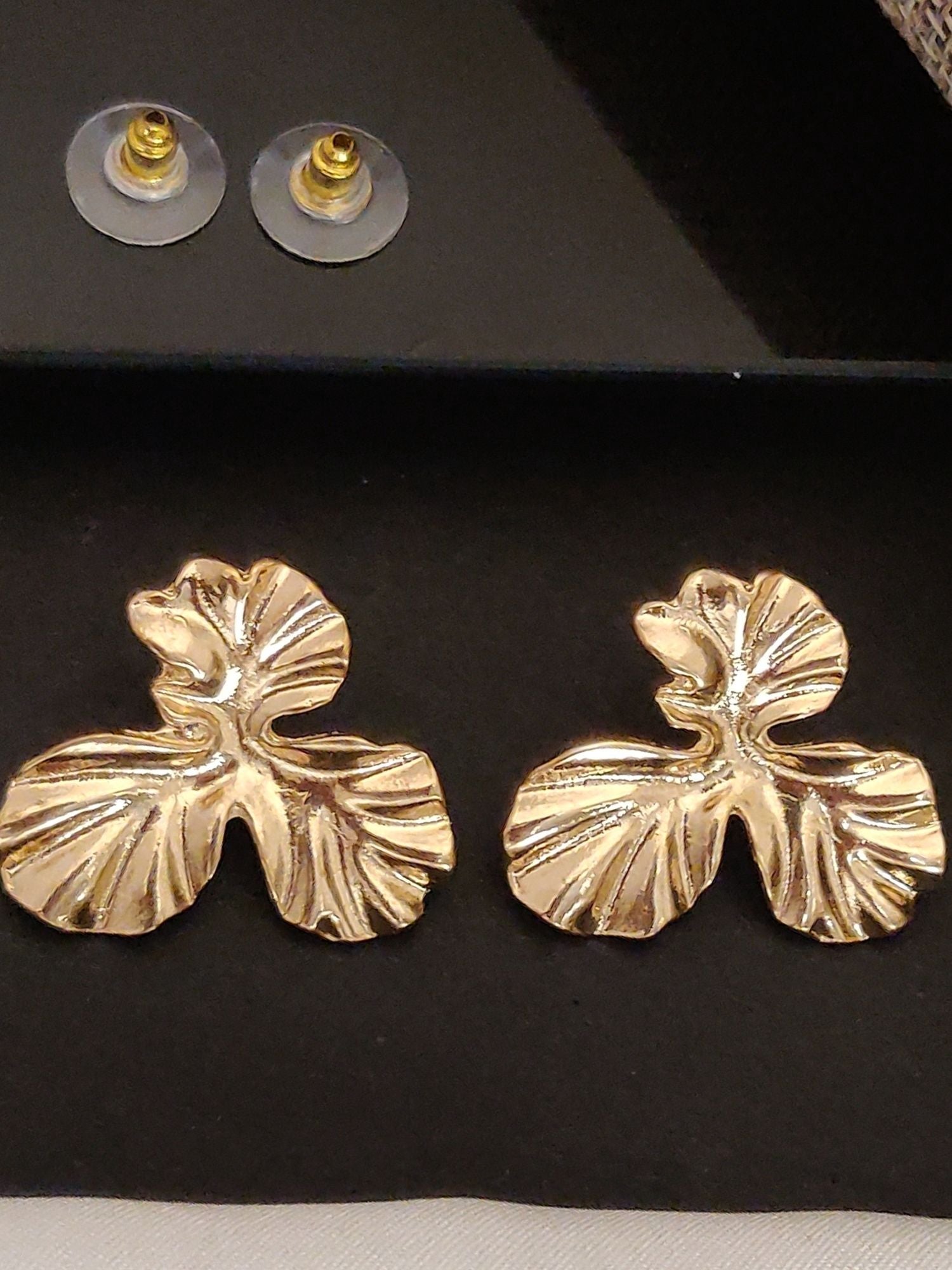 Gold Plated Western Flower Stud Earring with intricate floral design and a shiny finish