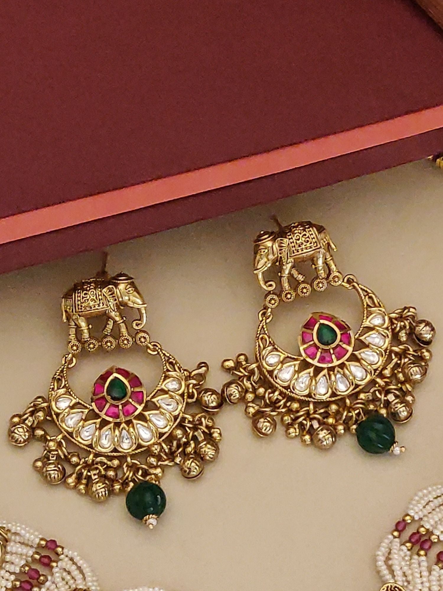 Kundan Gold Plated Necklace Set featuring intricate detailing and elegant design with matching earrings