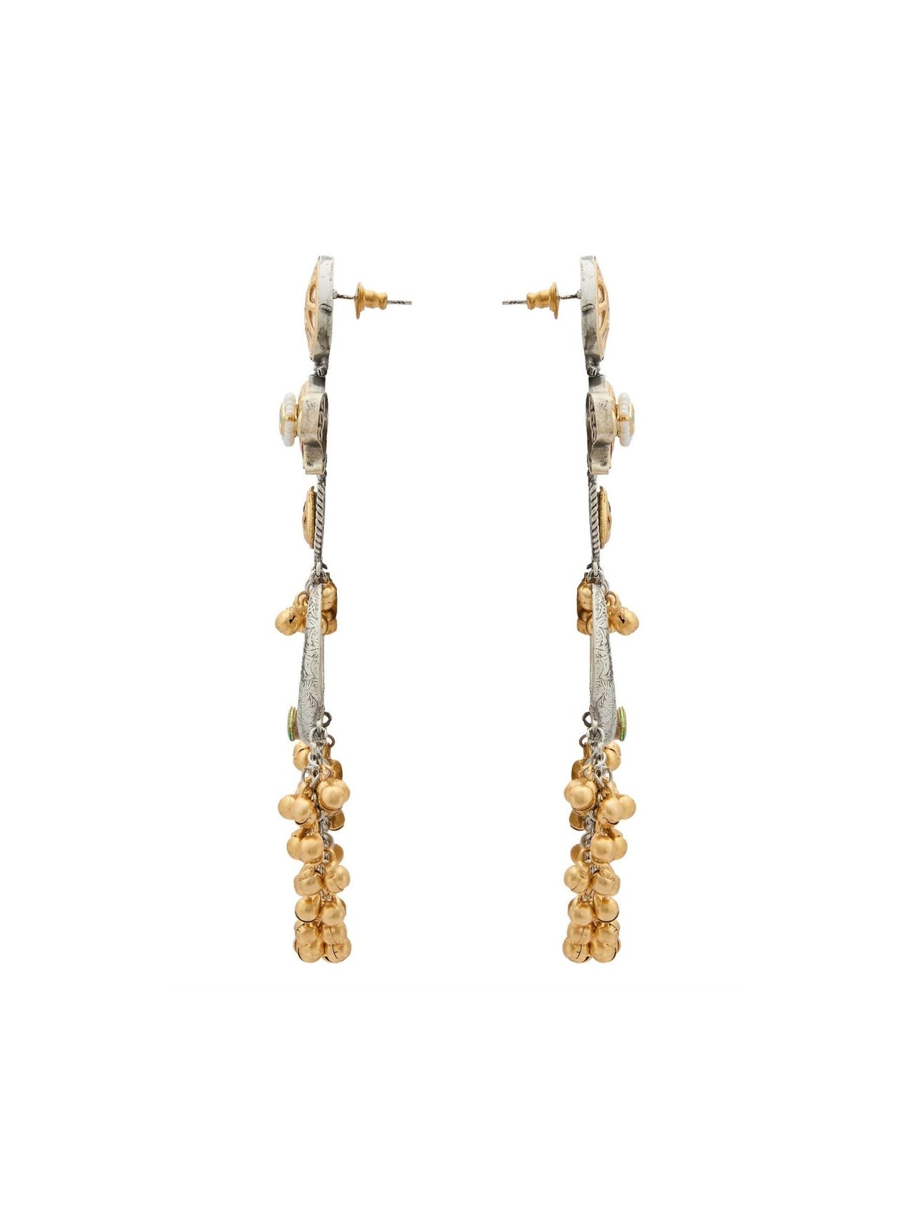 Dual Tone Pachi Kundan Chandbali Earrings by Abdesignsjewellery intricate gold and silver detailing