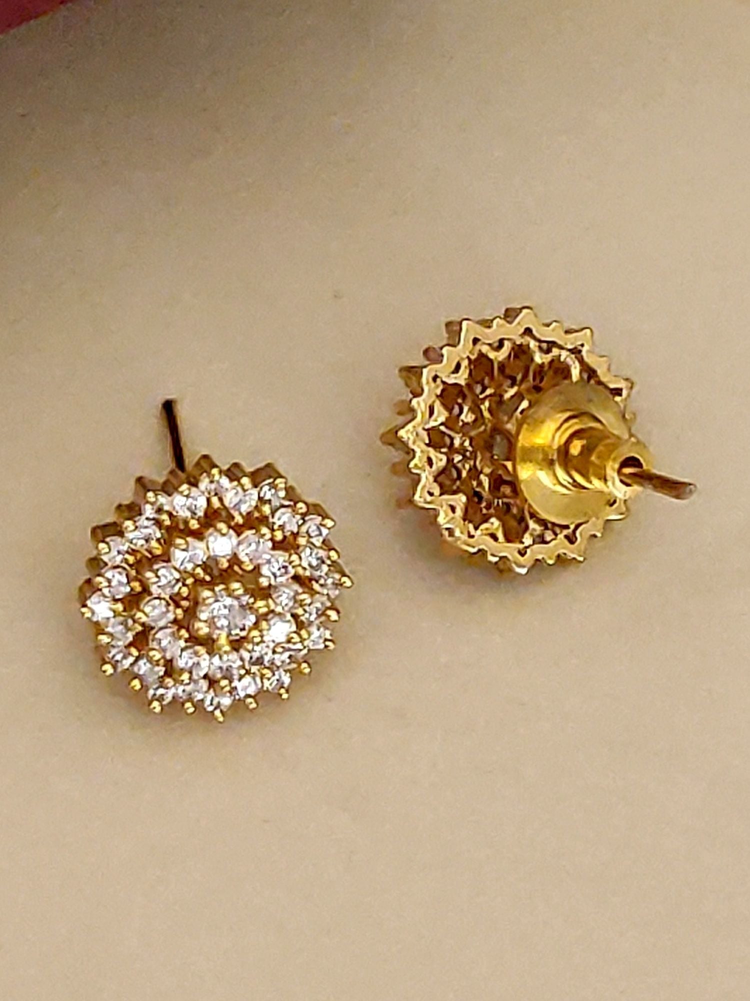 Minimal Gold Plated American Diamond Necklace Set featuring elegant floral design and sparkling diamonds