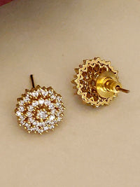 Thumbnail for Minimal Gold Plated American Diamond Necklace Set featuring elegant floral design and sparkling diamonds