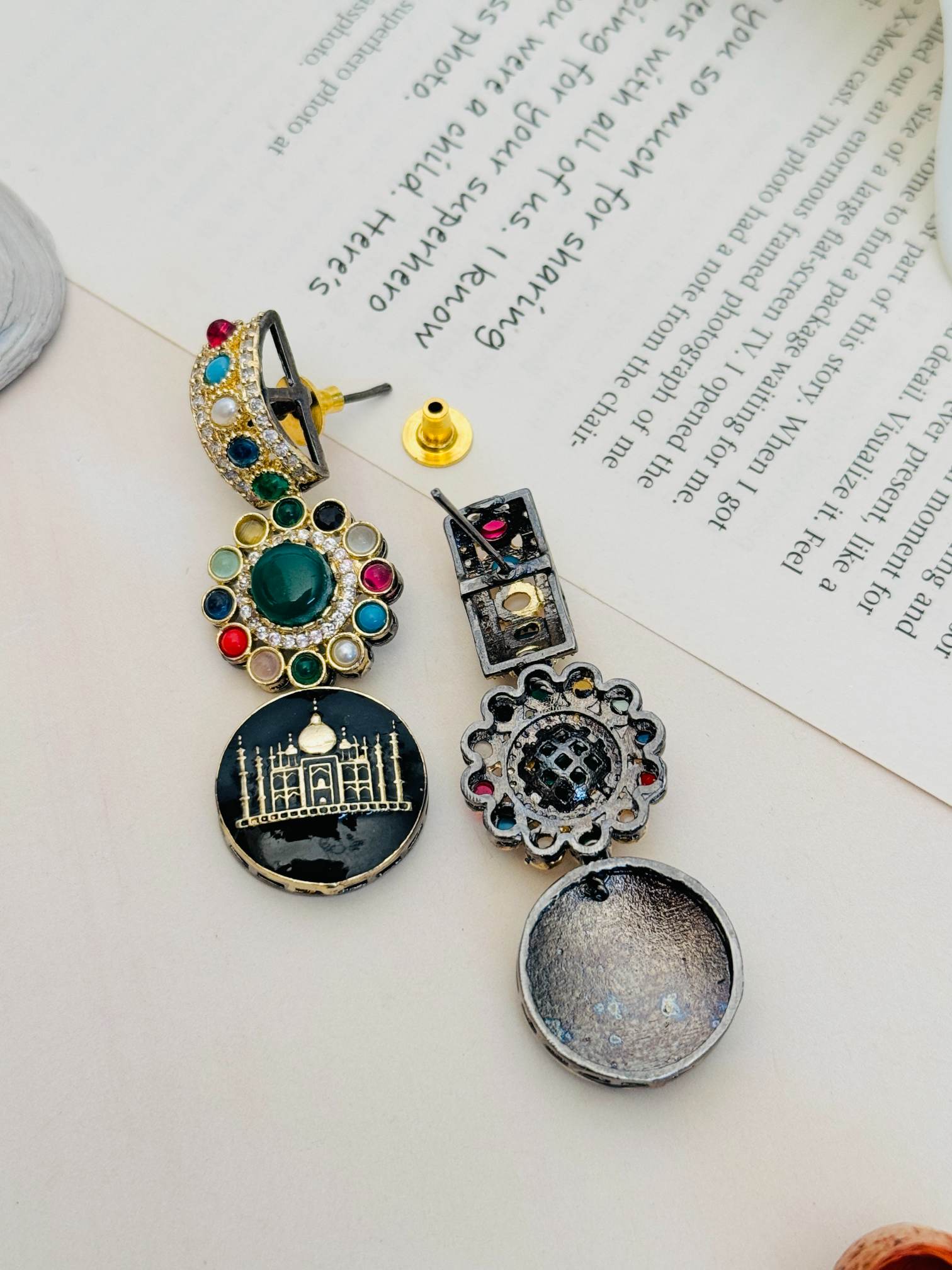 Multicolour Sabyasachi Inspired Necklace Set by Abdesignsjewellery with intricate colorful gemstones and traditional design