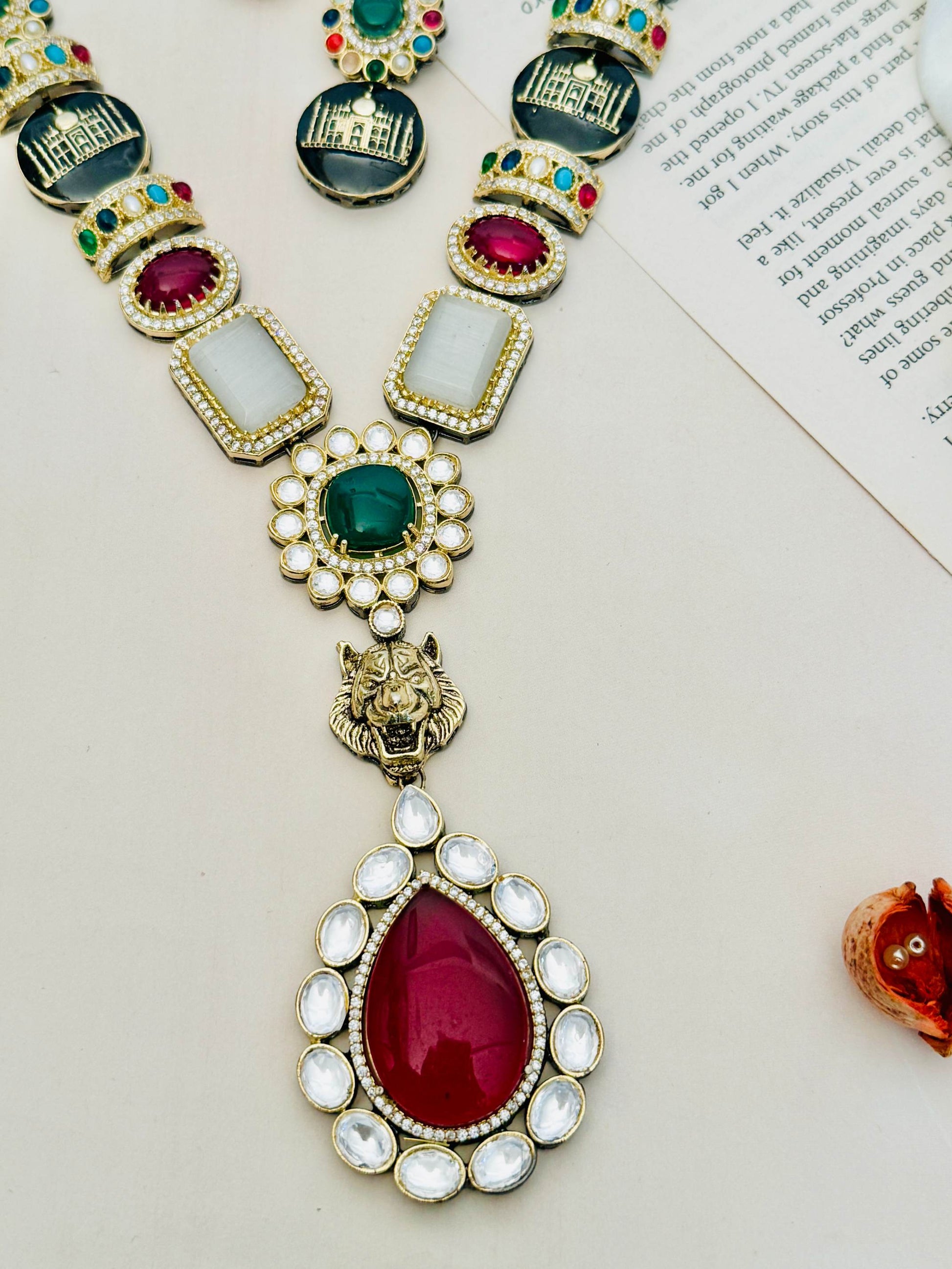 Multicolour Sabyasachi Inspired Necklace Set by Abdesignsjewellery featuring intricate gemstones and traditional design