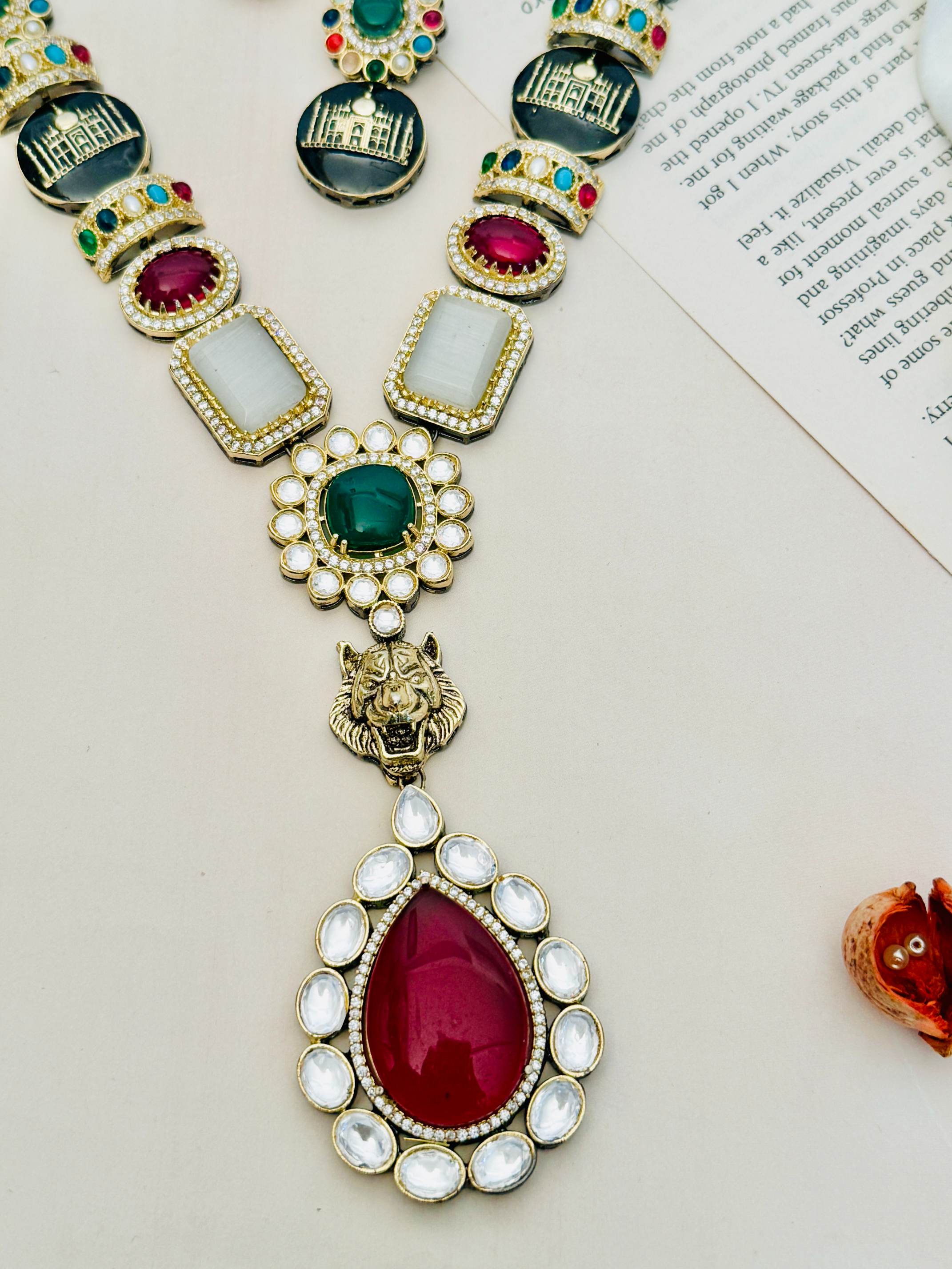 Multicolour Sabyasachi Inspired Necklace Set by Abdesignsjewellery featuring intricate gemstones and traditional design
