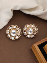 Thumbnail for Abdesignsjewellery oversize polki earrings with intricate design and stunning pearl center for a chic look