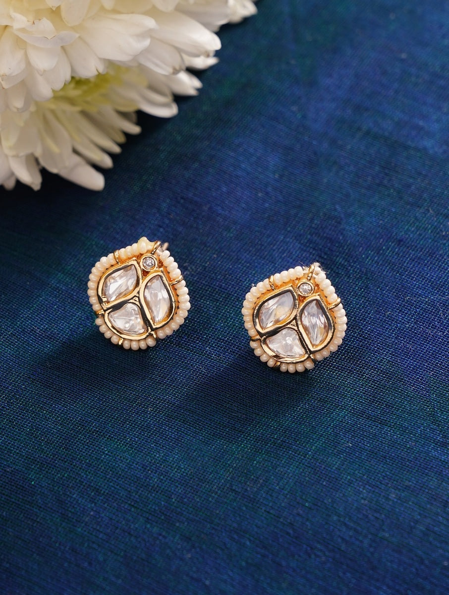 Abdesignsjewellery Party Wear Polki Pearls Necklace Set featuring intricate pearl and polki stone design