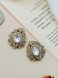 Thumbnail for Pearl Choker Diamond Sabyasachi Necklace Set with intricate teardrop-shaped diamond pendants
