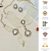Thumbnail for Pearl Choker Diamond Sabyasachi Necklace Set by Abdesignsjewellery with matching earrings and bracelet
