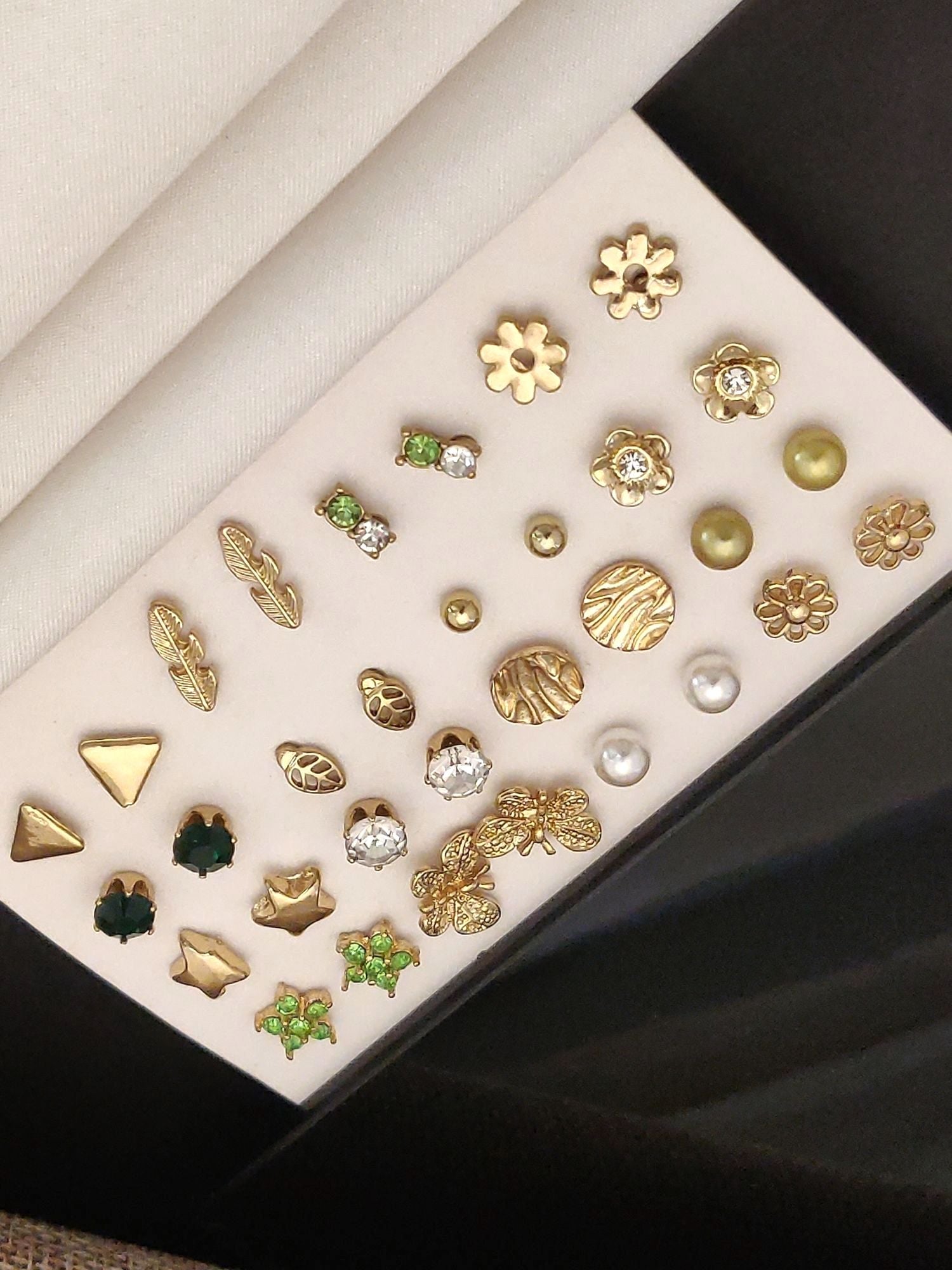 Quality Set Of 16 Gold Plated Western Earring Combo displayed with various designs and styles