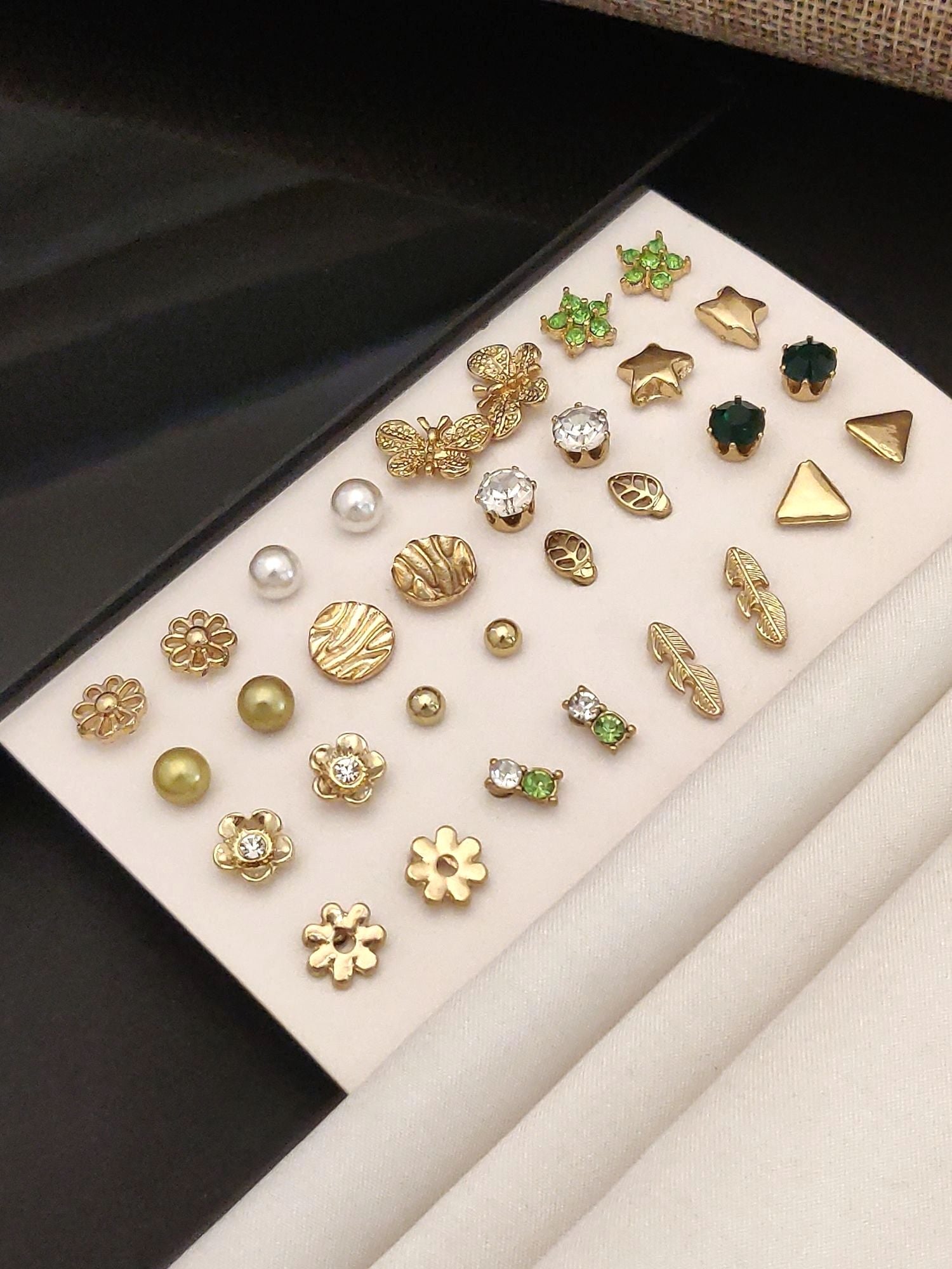 Quality Set Of 16 Gold Plated Western Earring Combo featuring diverse designs for stylish looks