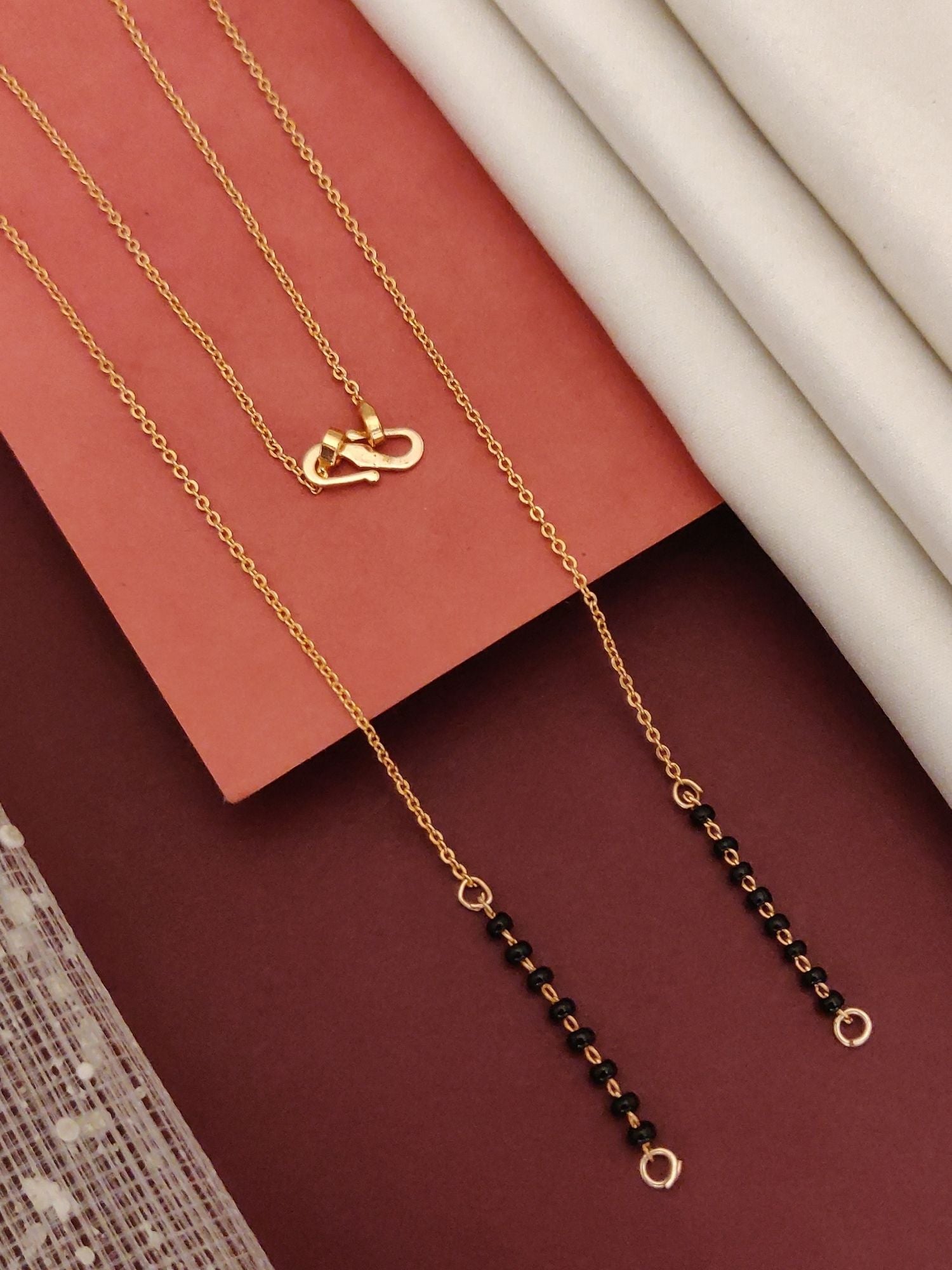 Elegant Rose Gold Plated Black Beads Mangalsutra with delicate chain and secure clasp