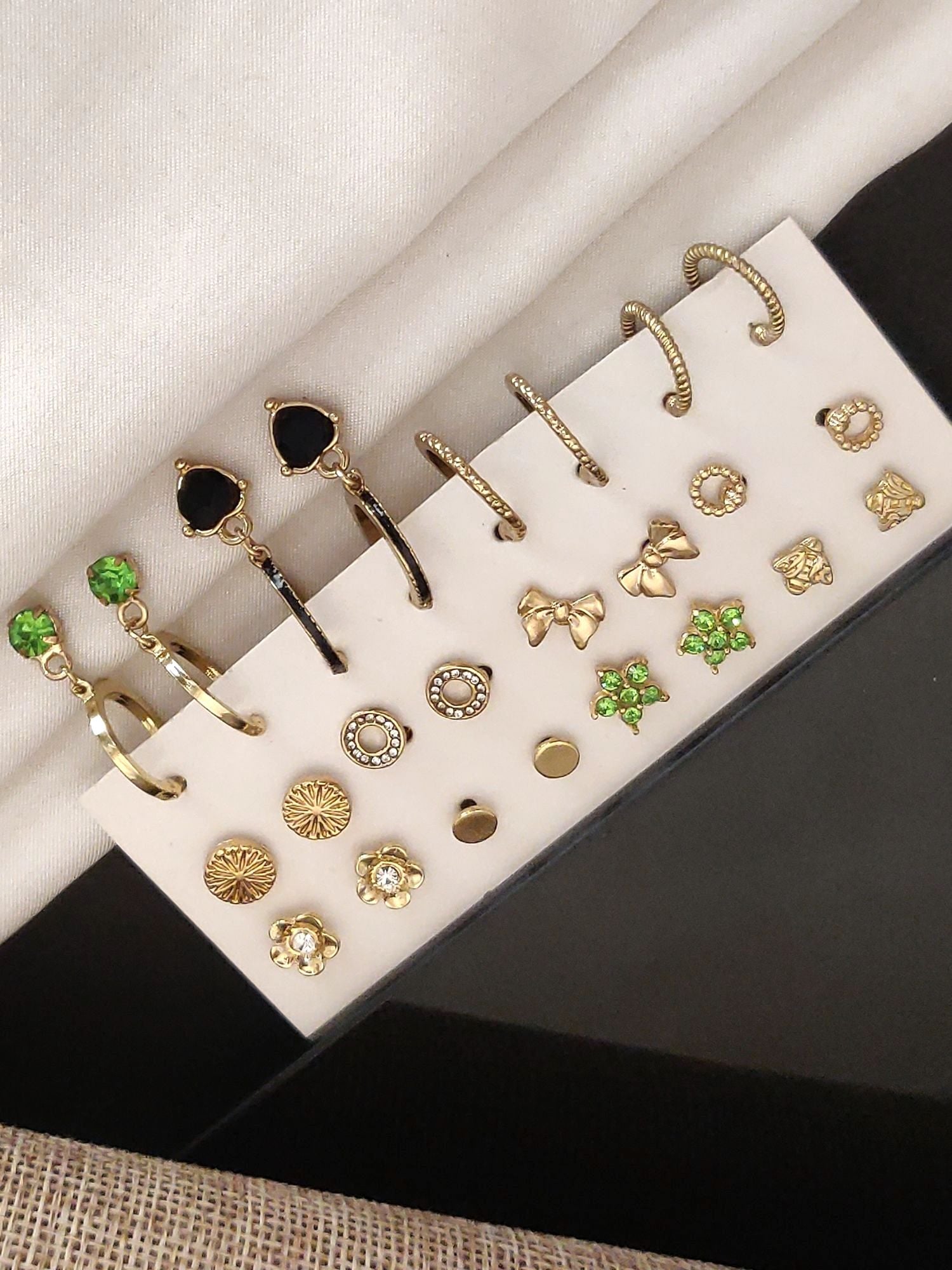 Set of 12 Gold Plated Western Earring Combo featuring various styles and designs for versatile looks