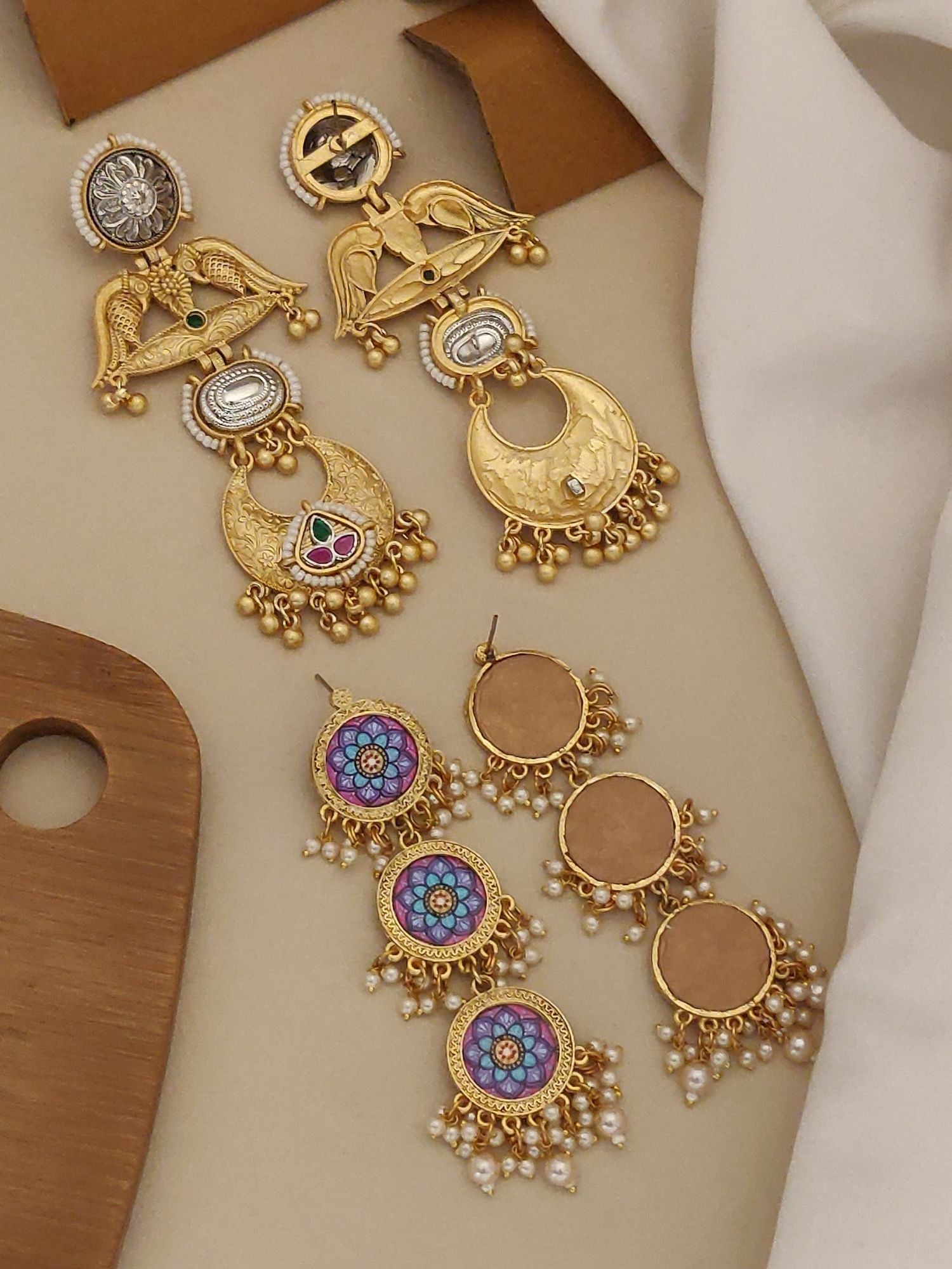 Set of 2 DualTone Earring Combo featuring intricate designs and elegant detailing for versatile styles