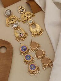 Thumbnail for Set of 2 DualTone Earring Combo featuring intricate designs and elegant detailing for versatile styles