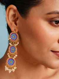 Thumbnail for Elegant Set Of 2 DualTone Earring Combo featuring colorful floral designs and pearl accents