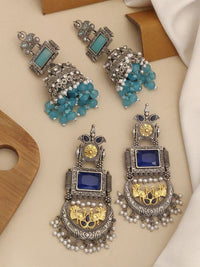 Thumbnail for Set Of 2 German Silver Earring Combo featuring intricate designs and vibrant colors for a stylish look