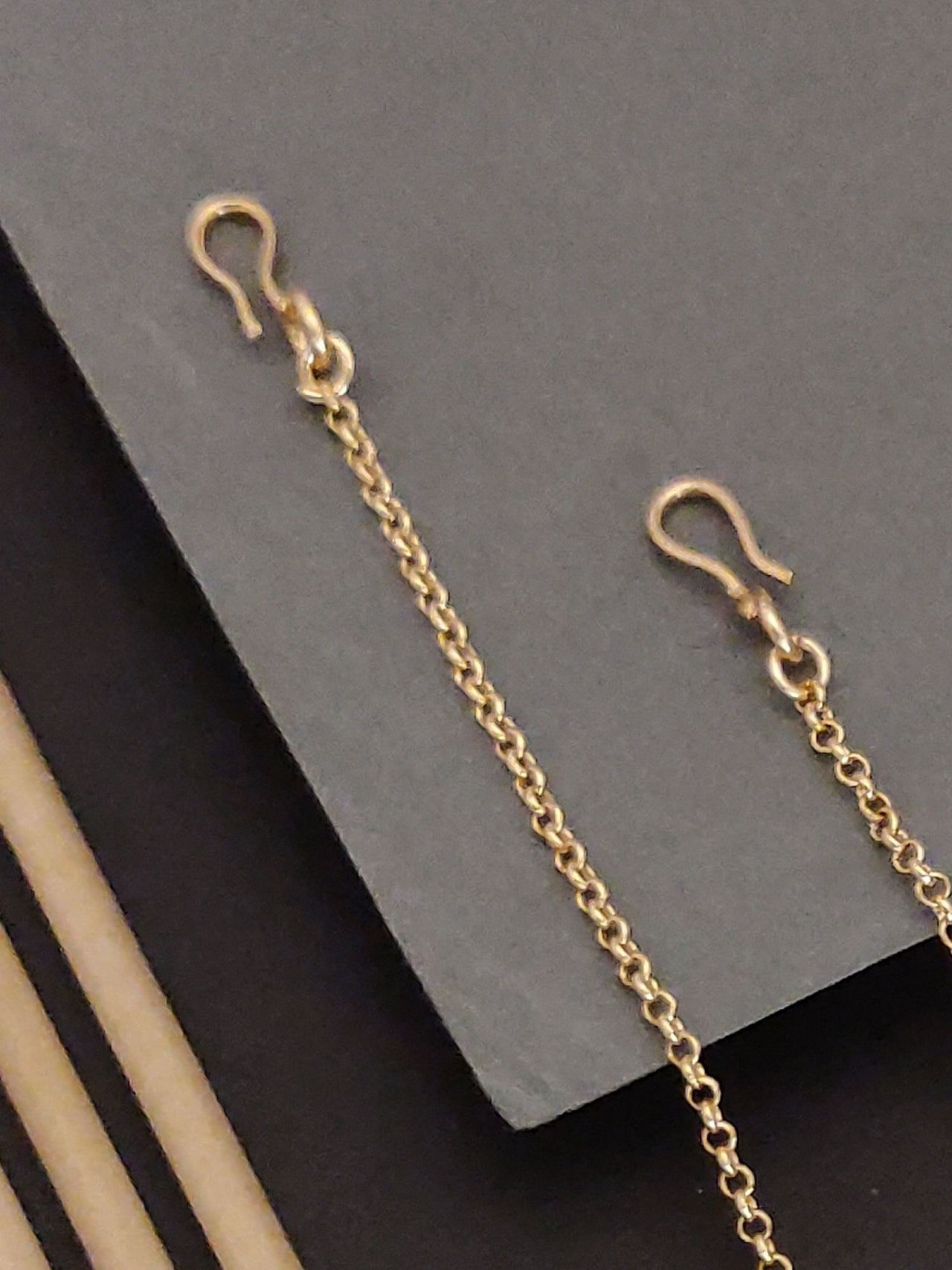Set of 2 Gold Plated Kundan Maangtikka with elegant chain design and secure hooks for a secure fit