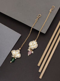 Thumbnail for Set Of 2 Gold Plated Kundan Maangtikka with Intricate Design and Colorful Stones