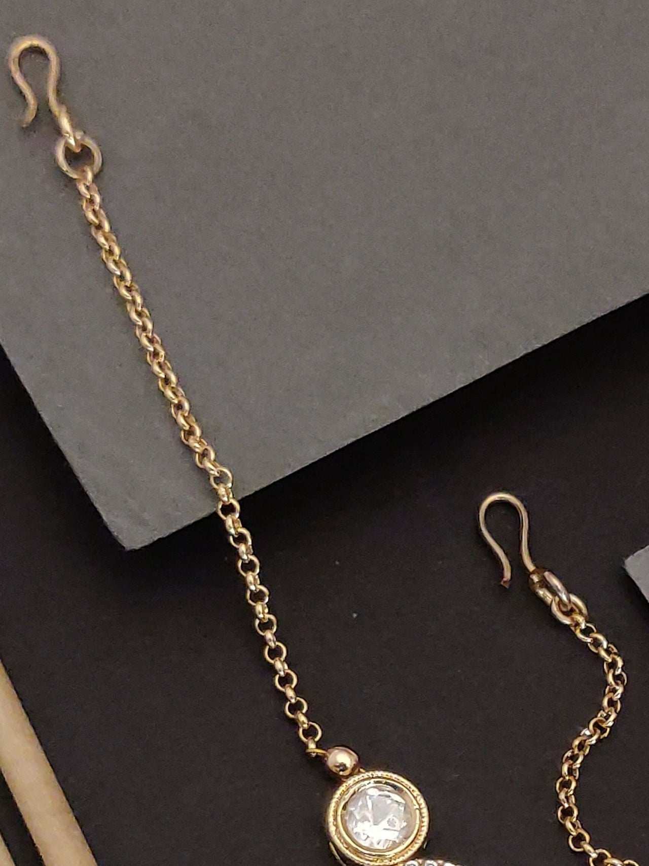 Set Of 2 Silver Plated American Diamond Maangtikka with intricate design and elegant shine