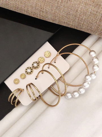 Set Of 6 Gold Plated Hoops Earring featuring various designs and finishes for versatile style