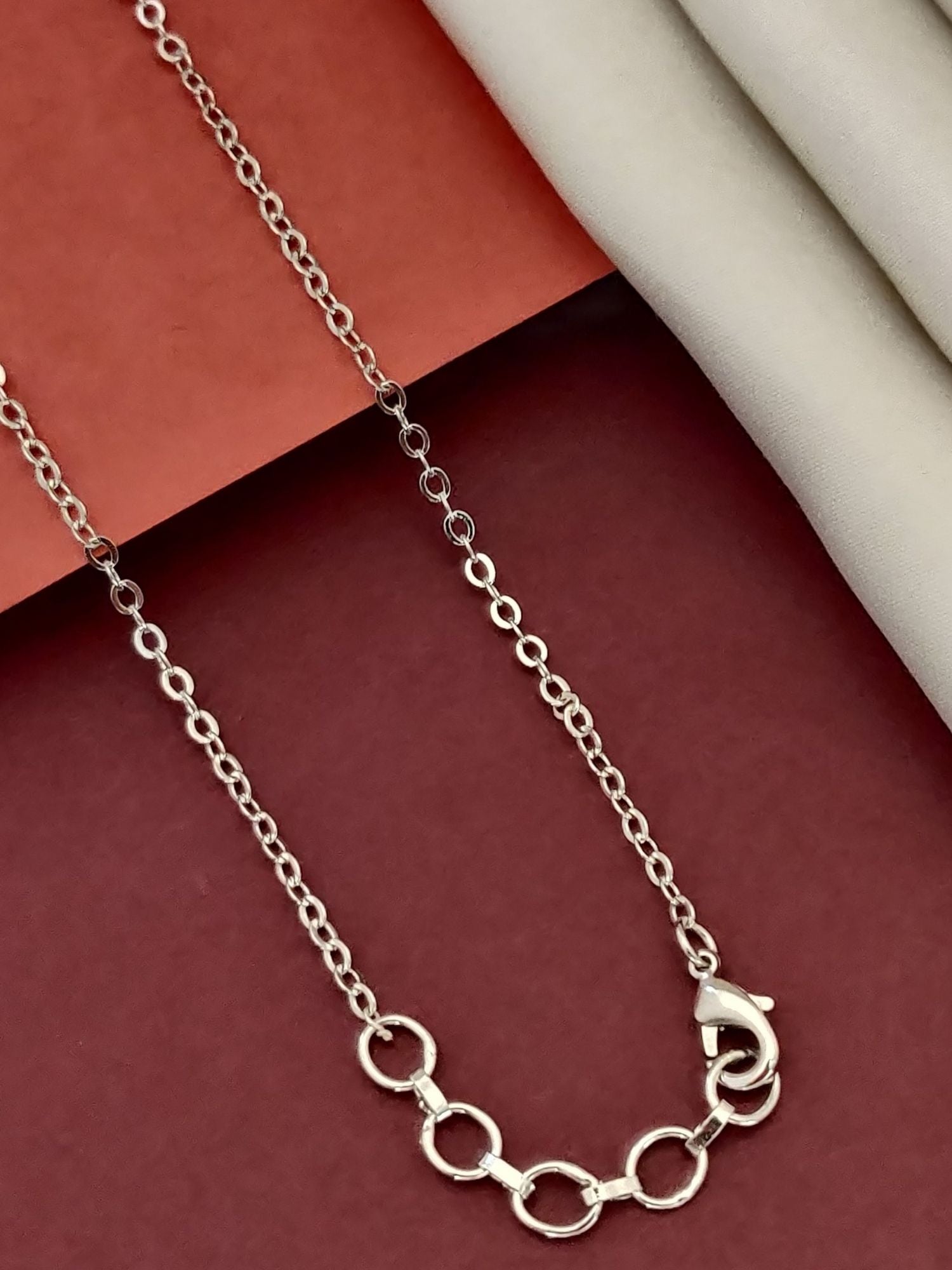 Abdesignsjewellery silver plated cz diamond pendant chain with delicate links and a secure clasp