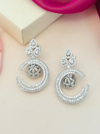 Thumbnail for Stunning American Diamond Silver Plated Earring by Abdesignsjewellery elegant circular design with sparkling stones