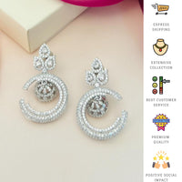 Thumbnail for Stunning American Diamond Silver Plated Earring by Abdesignsjewellery with intricate circular design and floral motif