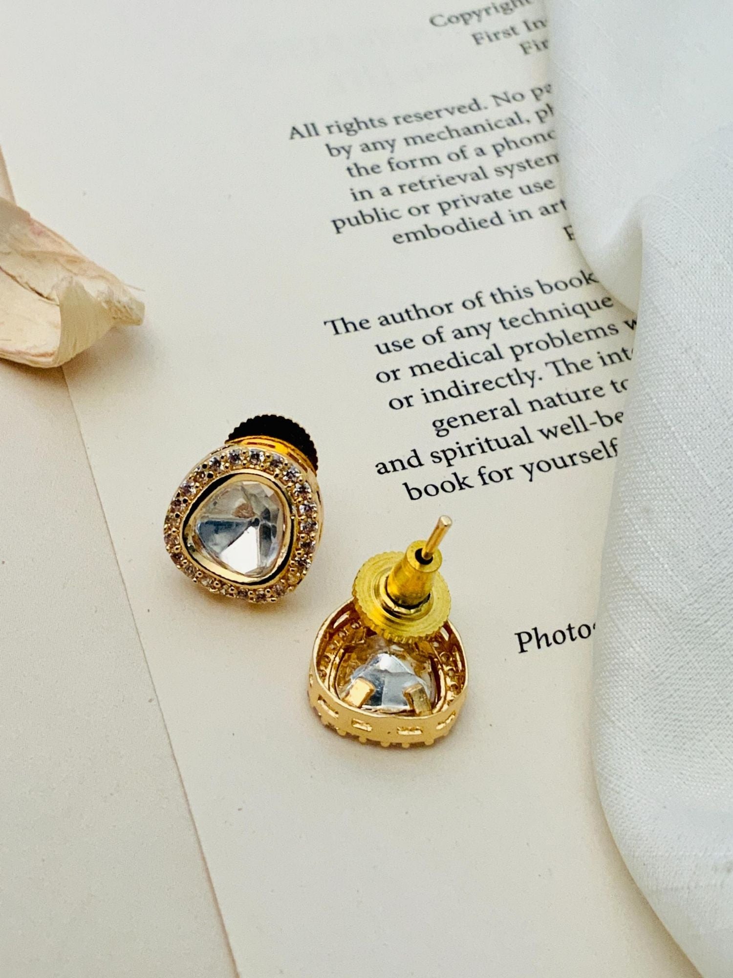 Stunning Gold Plated Uncut Polki Pendant Chain with clear stones and intricate gold detailing