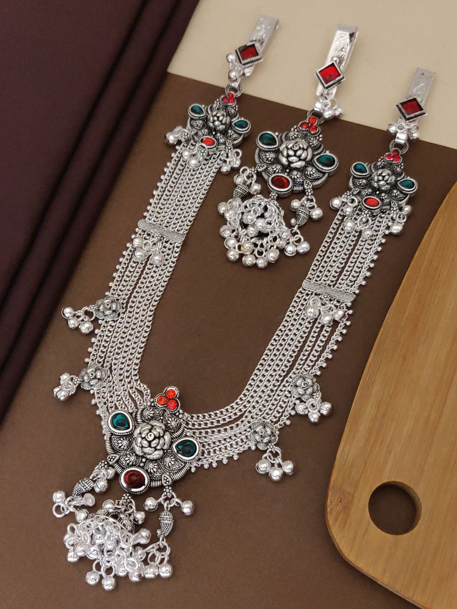 Stylish German silver Juda pin combo with intricate design and colorful accents for traditional occasions