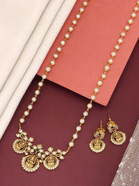 Thumbnail for Temple Pendant Necklace Set with Pearls and Matching Earrings for Elegant Occasions