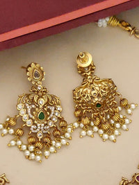 Thumbnail for Traditional gold plated necklace set with intricate design and pearl accents by Abdesignsjewellery
