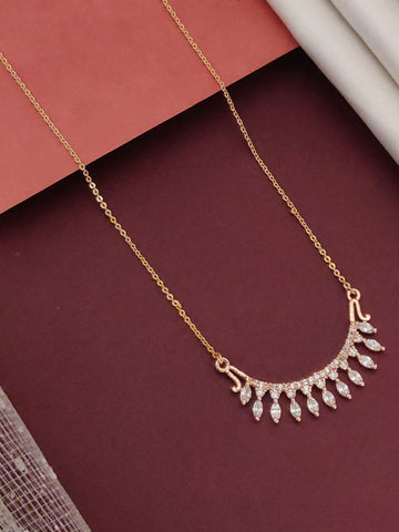 Trendy artificial jewelry pendant with sparkling stones on a delicate gold chain