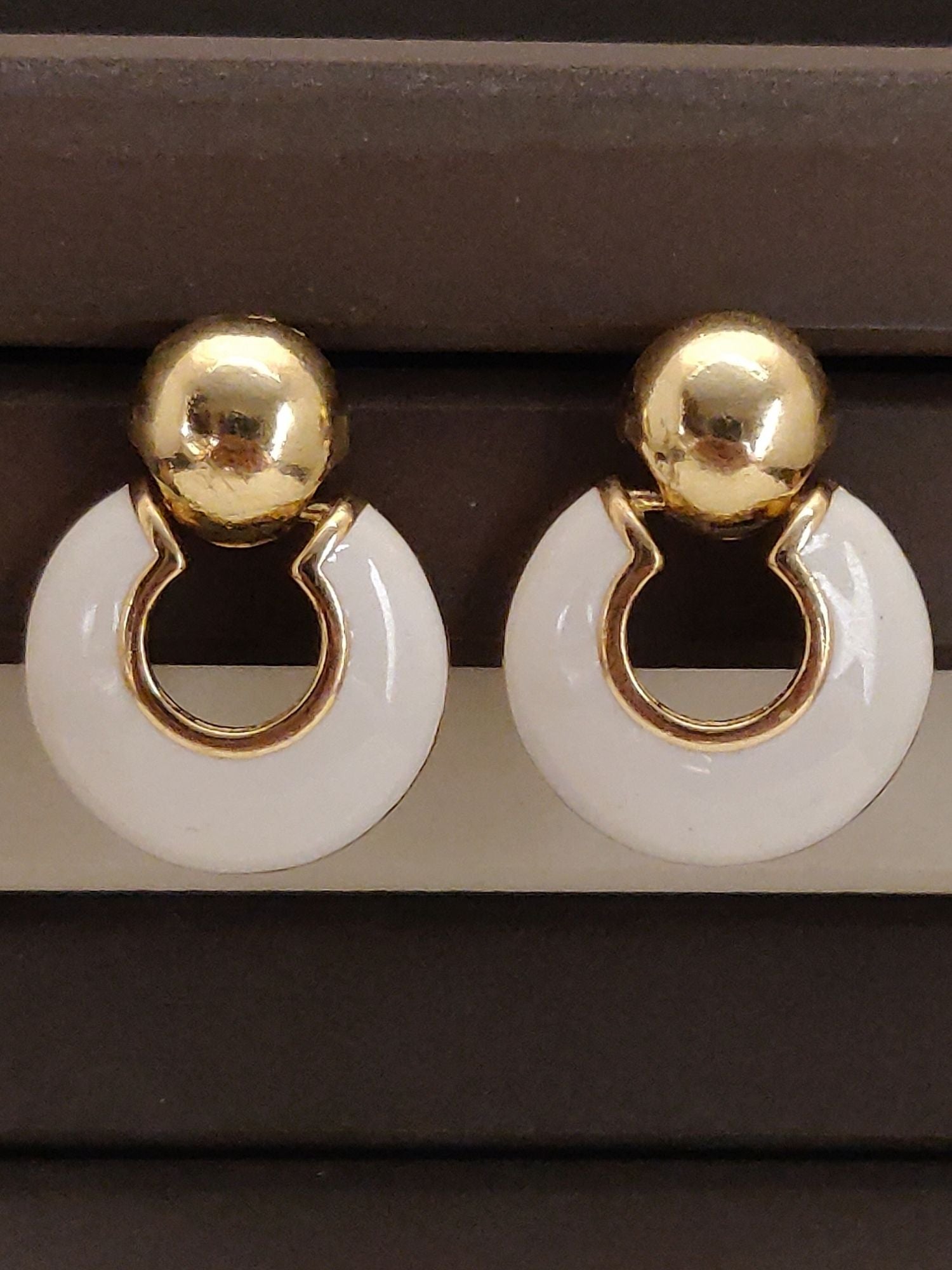 Abdesignsjewellery Trendy Gold Plated Western Hoop Earring with White and Gold Design