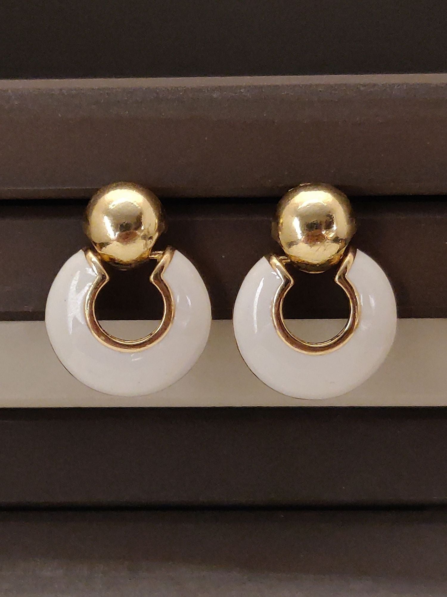 Trendy Gold Plated Western Hoop Earring with a White Enamel Finish for Stylish Looks