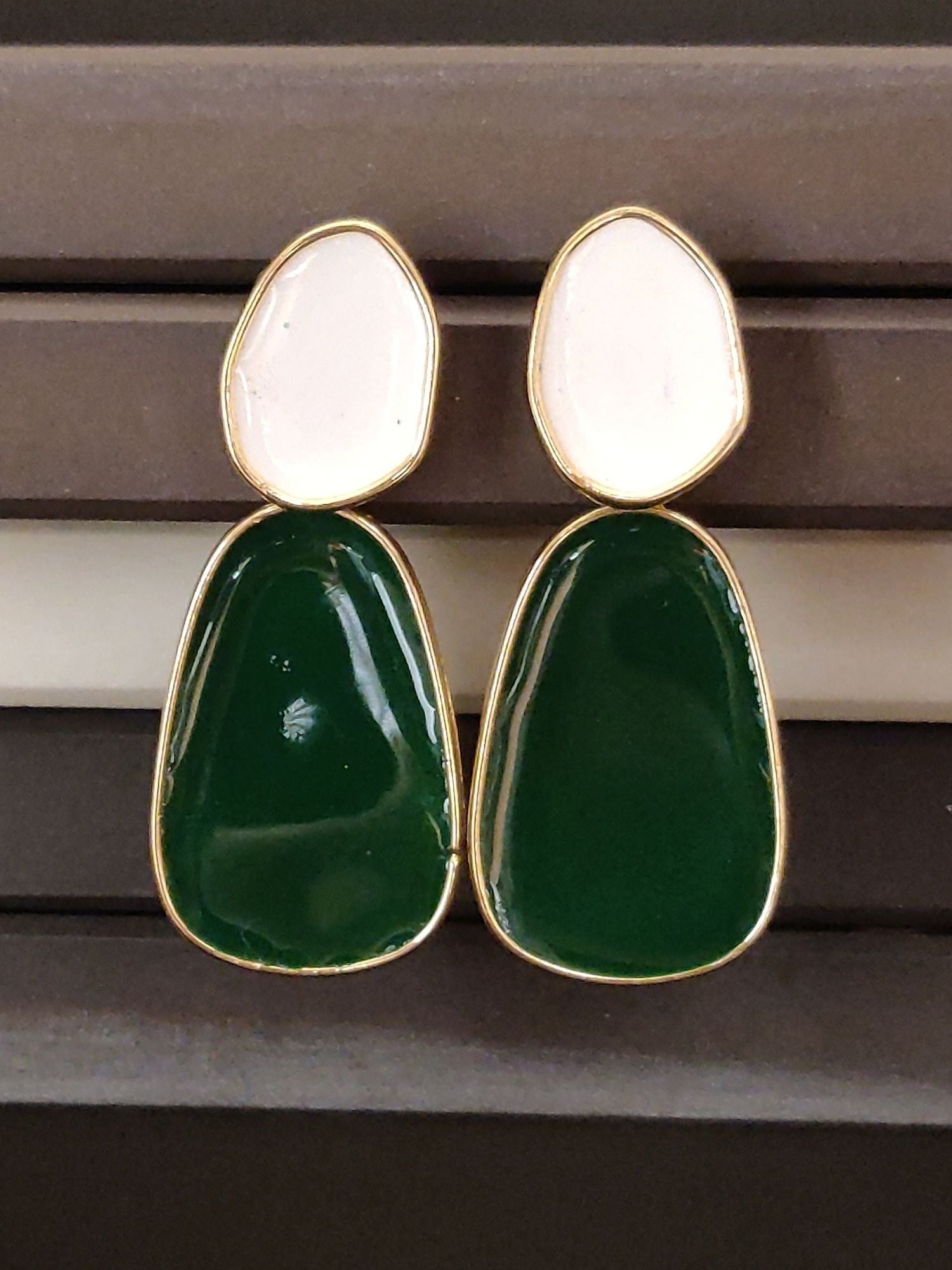 Western Teal Green Gold Plated Earring with a unique design and glossy finish for stylish wear