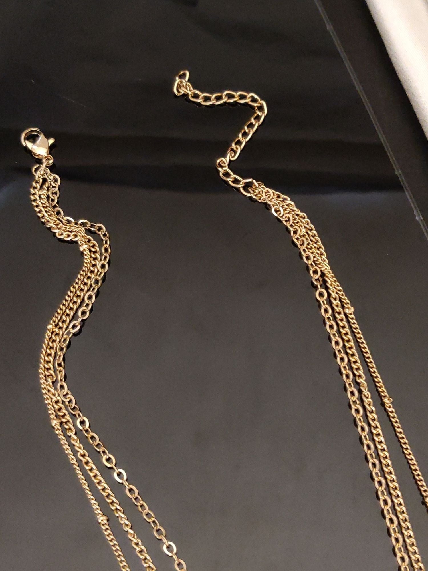 Western wear Gold Plated Layered Necklace with multiple chains and secure clasp for stylish accessorizing