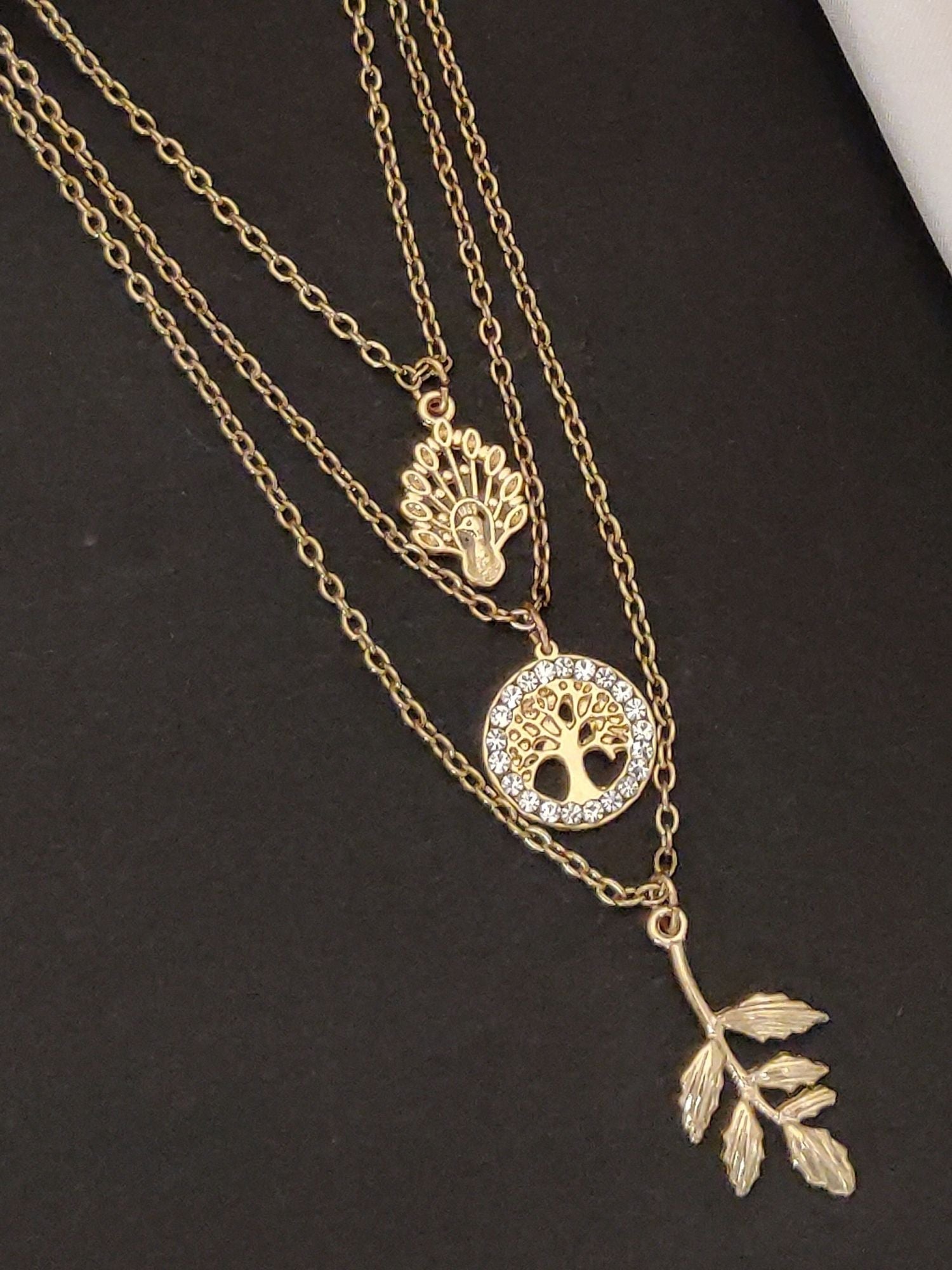 Stunning Western wear Gold Plated Layered Necklace featuring intricate designs and sparkling details.