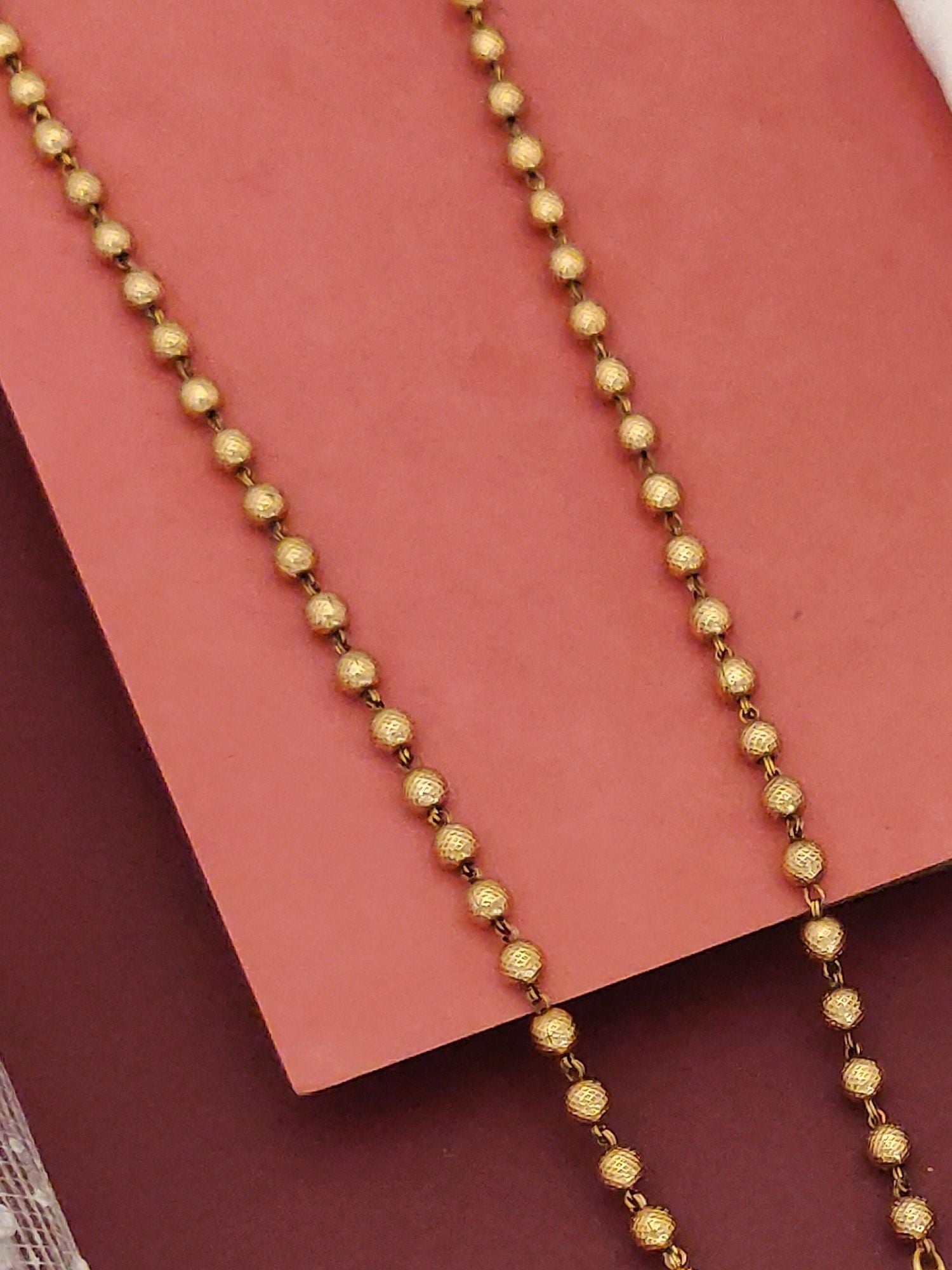 Antique Long Gold Plated Temple Necklace Set by Abdesignsjewellery long beaded temple style gold chain