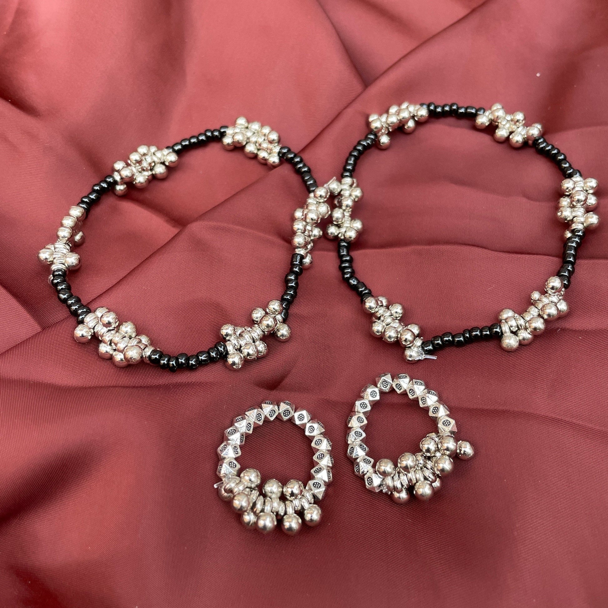 Astonishing Silver Plated Ghungroo Anklet Toe Rings Combo - Abdesignsjewellery