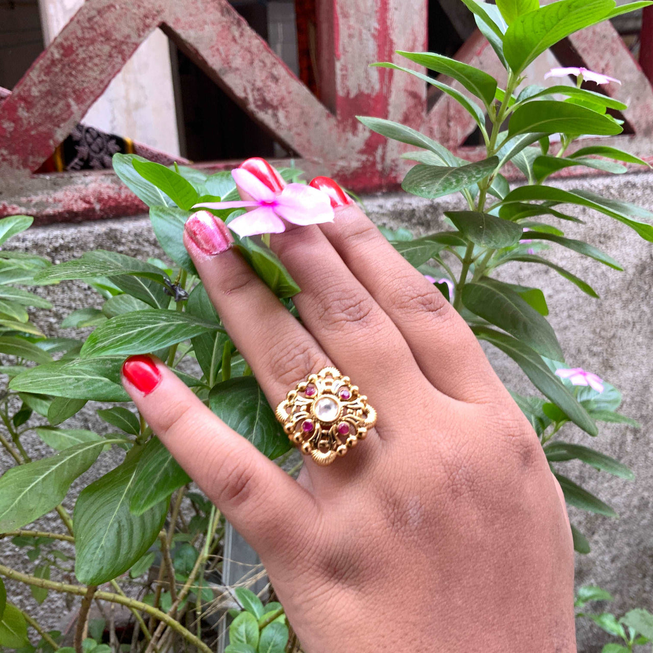 Lord Ganesh Gold Ring – Shield with CZ Stones Design – Virani Jewelers