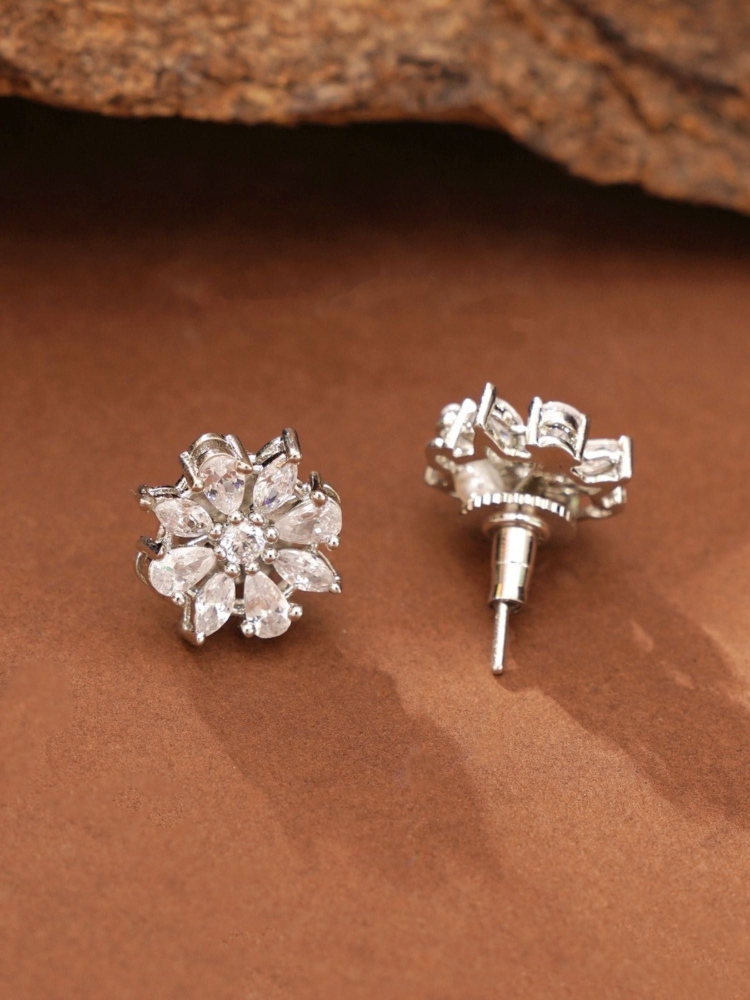 Latest Silver Plated Pearl Choker Diamond Necklace flower shaped stud earrings from Abdesignsjewellery