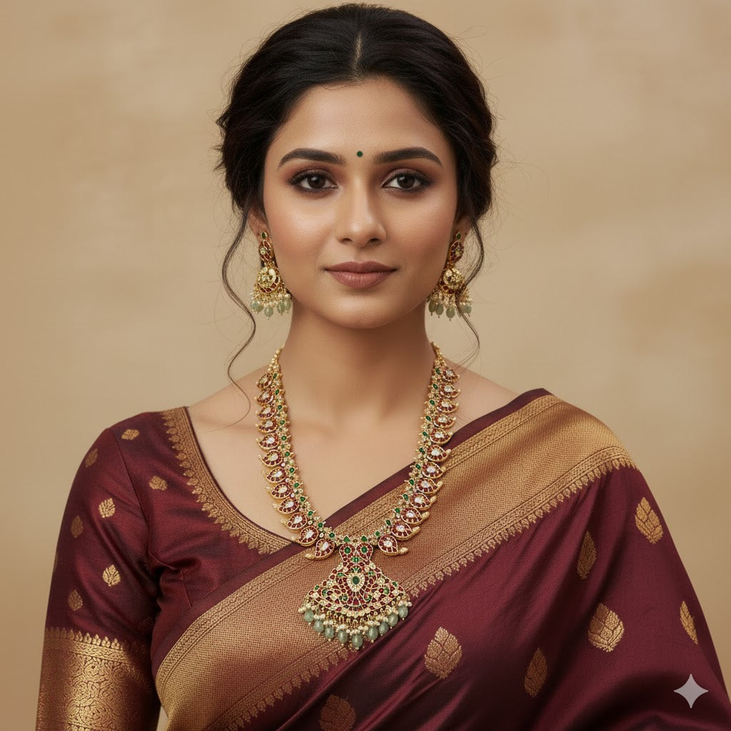 Abdesigns Gold Plated KempStone Necklace Set