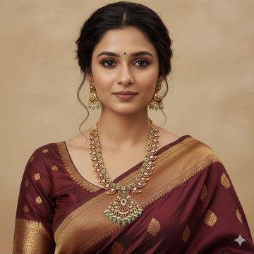 Abdesigns Gold Plated KempStone Necklace Set